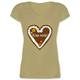 Oktoberfest Damen - Lebkuchenherz Küss Mich - M - Olivgrün - XO1525 - Damen T-Shirt mit V-Ausschnitt