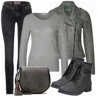Outfit mit Schwarz Stiefel Tom Tailor "Toller Look für die Freizeit"