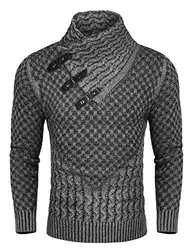 COOFANDY Herrenpullover High Neck Modern Fit Casual Strickpullover Herbst Winter, 2- Hellgrau, M