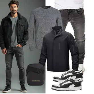 Stehkragen Outfit mit Funktionsjacke TACVASEN "Freizeit Outfit"