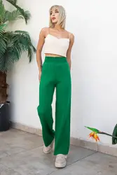 SOCKSTON- Dames Knitwear Broek voor lente en zomer - Groen- maat 34 t/m 40 - Cadeau voor dames - trico pantolon met elastische taille vrouwen