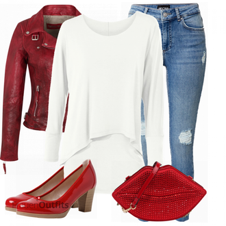 Outfit mit Rot High Heel JANA "Stylisches Outfit für den Frühling"