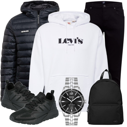 Schwarz Schuh Sneaker Adidas Originals kombinieren