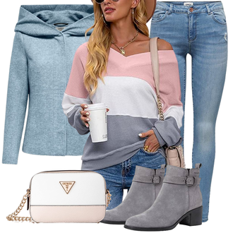 Echtleder Outfit mit Grau/Hellgrau/Dunkelgrau Winter Stiefelette/Leder Stiefelette/Gefütterte Stiefelette/Flache Stiefelette/SommerStiefelette Tamaris "Perfekt für den Herbst"