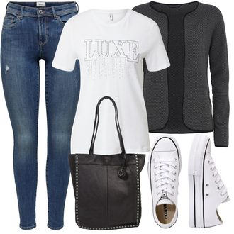 Hochzeit Outfit mit Weiß/Creme Canvas-Sneaker/Sneaker Low/Schmaler Sneaker Converse "Leichtes Outfit"Look: Hochzeit, Pop Konzert, Schule