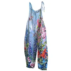 Kurze Hosen Jeans Shorts Damen Hose Mit Hohem Bund Weiße Leinenhose Loose Fit Hose Damen Damen Mode Sommer Süßer Lockerer Beiläufiger Druck Retro Riemchen Overall Hell Blau-C S