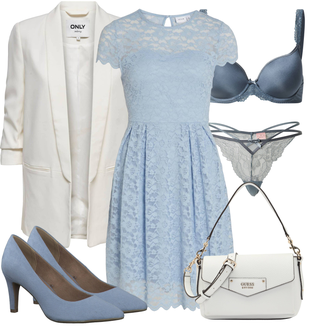 Outfit mit Hellblau/Blau Kleid Große Größe/A-Linien Kleid/Babydoll-Kleid/Kleid Für Konfirmation/Spitzenkleid/Retrokleid/SkaterKleid/Vintage Kleid Vila "Modisches Frühlingsoutfit"