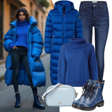 blauw, groen Wintermantels Outfits voor Dames image