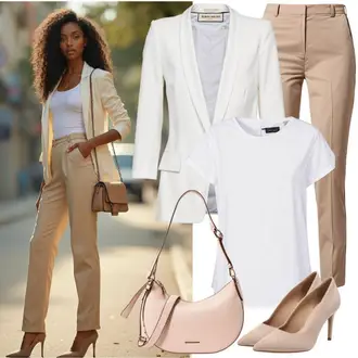 Chic outfity Léto s Béžová/Khaki Kalhoty se Štěrbinou/Úzká Kalhoty/Ležérní Kalhoty/Obleková Kalhoty/Twillová Kalhoty/Business Kalhoty/Kalhoty s Vysokým Pasem/Skinny Kalhoty B.young, Krémová/Bílá/Fialová Oversize Sako/Džínové Sako/Bavlněný Sako/Boyfriend Sako Trendyol, Béžová/Krémová/Bílá Taška Přes Rameno/Pánská taška/Taška/Klasická Taška Přes Rameno/Taška pro diabetiky/Malá Taška/Brašna/Sportovní Taška Přes Rameno Calvin Klein, Béžová/Hnědá/Khaki Elegantní Bota/Pohodlná lodička/Lodička Nízký Podpatek/Lodička s vysokým nártem/Peeptoe/Svatební Bota/Lodička na Vysokém Podpatku/Lodička S Páskem/Vintage Lodička/Bota Na Podpatku/Lodička Slingback sergio leone "Bauro Outfit"