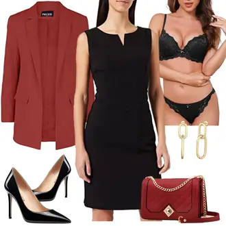 Lack Outfit mit Schwarz/Weiß/Blau/Braun Eleganter Schuh/Business-Schuh/High Heel/Hochfrontpump/High Heel Pumps Saekcted "Eleganter Look"Look: Stil, Lack, Elegant, Old Money, Burlesque, Französische, Schick, Nahtlos, Italienische