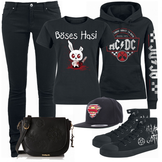 Outfit mit Schwarz Schultertasche Desigual "Hasi"