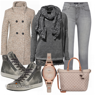 Outfit mit Grau Sneaker Geox "Heine Pullover"