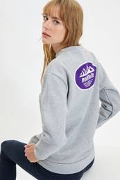 Gray Back Printed Thick Boyfriend Knitted Sweatshirt