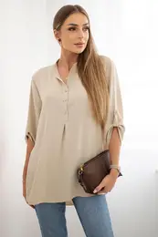 Kesi Woski Blouse with a longer back dark beige
