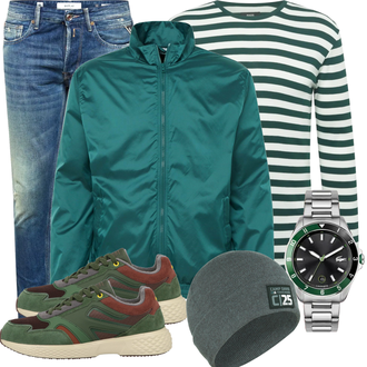 Outfit mit Beige/Schwarz Sneaker/Leder Sneaker Camel Active "Alltags Outfit"