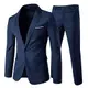 Allthemen Herrenanzug 2 Teilig Slim Fit Anzüge Business Hochzeitanzug für Männer Dunkelblau M