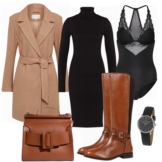 Outfit mit Schwarz RollkragenKleid Modström "Elegance"