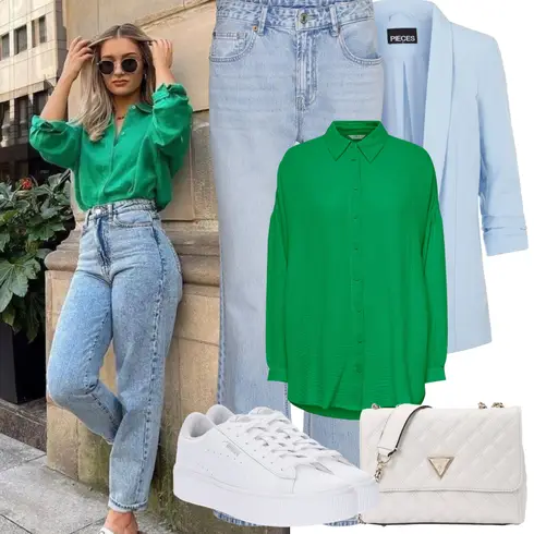 Comment poter Vert/Couleurs Néon/Turquoise Chemisier à Col Montant/Chemisier à Bouton/Chemisier à Manches Longues/Veste en cuir pour homme/Chemisier-tunique/Chemisier uni/Chemisier Long/Chemisier Oversize/Tunique/Chemisier Grande Taille Only avec Bleu clair/Bleu Costume Blazer Casual/Blazer Oversize/Blazer Court/Veste en Cuir pour Homme/Veste en cuir pour hommes/Blazer Élégant/Blazer Chemisier/Blazer Long/Blazer Boyfriend/Tunique/Chemisier Grande Taille Pieces