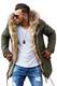 Rello & Reese Winter Parka mit Fell-Imitat Jacke Mantel MJ-7250 olive, S