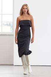 Limited Edition Anthracite Stone Printed Chic Midi Evening Dress