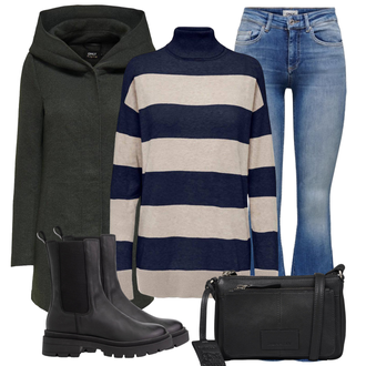 Outfit met Wide Leg jean/High Waist Jeans Only "Wintere vrijetijdskleding"