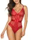 ADOME Dessous Damen Sexy Spitze Reizwäsche Bodysuit V-Ausschnitt Body Unterwäsche Lingerie Top Einteiliger Negligee Oberteil
