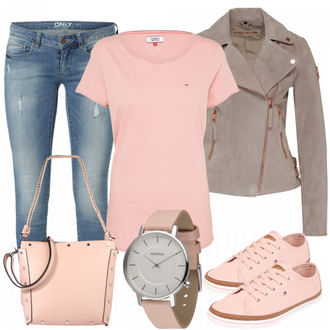 Outfit mit Rosa/Beige/Blau Sneaker Tommy Hilfiger "Girl"