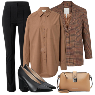 Winter Outfit mit Schwarz Bootcut Pant/Business Hose/Bügelfaltenhose/Anzughose/Flared Leggings/Schlaghose Leggings/Hose mit Schlitz/Skinny Hose/Slim Hose/Steghose/Stretchhose/Winterhose/Hose Große Größe rÆre by lorena rae "Outfit für die Konferenz"