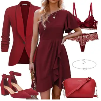 Elegante Outfits Lang mit Rot/Dunkelrot Unibelle "Elegantes Sommer Outfit"