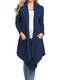 Abollria Damen Wasserfall Lang Cardigan Offene Strickjacke Langarm Casual Herbst Jacke mit Eingrifftaschen