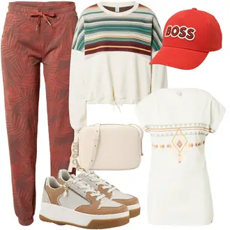 Outfit sa Crvena/Smeđa/Narandžasta Carrot Hlače/Hlača s Uzorkom/Hlača s Perjem/Štofaste hlača/Hlača za Plažu/Hlače od muslina/Jogger Hlača Iriedaily "Savršen za proljeće"