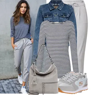 Outfit mit Hellgrau/Grau Hose Große Größe/Jerseyhose/Jogger Hose/Sporthose/Jogginghose Only "Schönes Frühlingsoutfit"