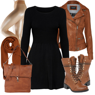 Skating Outfit sa Crna Haljina Veći Broj/Pletivo Veći Broj/Tunika Only "Zimski outfiti"Look: Skating, Umjetničko klizanje, Hodanje