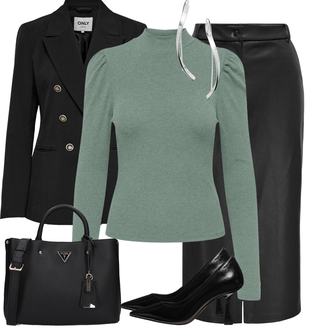 Outfits voor Oudjaarsavond Elegant met wit Hoop Oorring/Collier/Horlogeband/Armband/Damesriem Zonder Gesp/Kettinghorloge/Ring/Bril Skagen "Mooie herfst look"Look: Sexy, Klassiek, 80s, Retro, Met transparantie, Rad, Stijl, Vloeiend, Modern, Elegant, Trendy, Iers, Naadloos