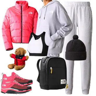 Unisex Outfit mit Schwarz/Rosa The North Face "Sportliches Herbst Outfit"Look: Lack, Workwear, Unisex