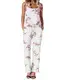 Auxo Damen Rückenfrei Lose Jumpsuit Ärmellos Sommer Overall Blumen Druck Romper Hohe Taille Lang Einteiler 01- Weiß S