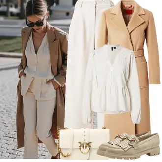 Festival Outfit Herbst mit Beige/Khaki/Braun Kaschmir Mantel/Langer Mantel/Langmantel/Midi Mantel/Women's Trenchcoats/Wollmantel/Wollmantel max&co. "Frühling outfit"