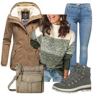 Gefütterte Outfit mit Dunkelgrün/Grün Wasserdichter Outdoorschuh/Herren Lederschuhe/Wasserfester Schuh/Wasserdichter Stiefel/TrekkingStiefel Tamaris "Winter outfit"