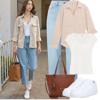 Regular Outfit sa Svjetloplava Hlača Velika Veličina VERO MODA "Lagana odjeća"