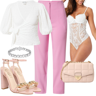 Mit Kette Outfit mit Rosa Sandalette/Sommer Schuh/Schaftsandale/Sandalen Mit Blockabsatz/Schuh Hochzeit/High Heel/Sandalen Mit Absatz Dorothy Perkins "Sommerliches Abend Outfit"