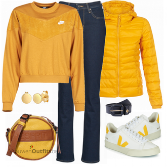 Outfit met grijs Sneaker Veja "Mooie Winter Look"