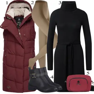 Pavla Outfit sa Crvena/Vinski Crveno/Tamnocrvena Jesenska jakna/Zimska Parka/Donja Jakna/Ljetna pod-jakna/Puferica Jakna/Zimska Jakna/Slip jakna/Duga jakna Ragwear "Jesenski Outfit"