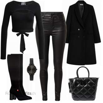 Outfit mit Schwarz Jeans Superdry "Schwarzer Freizeitlook"