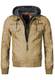 Indicode Herren Aaron Lederjacke m. Abnehmbarer Kapuze & 7 Taschen   Kunstleder Herrenjacke Kurze Winterjacke warme Übergangsjacke gefütterte Winter Leder Jacke f. Männer Beige M