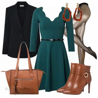 Stoff Outfit mit Schwarz/Dunkelblau Lederjacke/Blazerjacke/Boyfriend Blazer/Zweireiher Blazer/Strick­blazer/Oversize Blazer/Kurzblazer/Sweatblazer/Lederjacke für Männer/Lederjacke Modström "Elegantes Herbst Outfit"