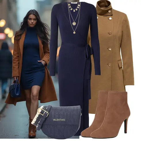Braun/Dunkelbraun/Beige Klassischer Stiefel/High Heels Stiefelette/High Heels Stiefel/Gefütterte Stiefelette/Spitzer Stiefel/SommerStiefelette About You kombinieren mit Beige/Gold Schmuck Feine Kette/Schmuck-Set/Kette/Reich verzierte Halskette/Statement-Kette Pilgrim