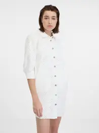 White Denim Shirt Dress - Women