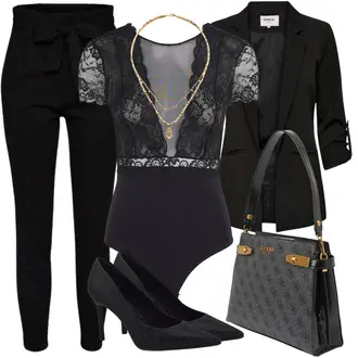Outfit mit Schwarz Hose Große Größe/Leggings Große Größe/High Waist Hose/Strick Legging/Paperbag Hose/Steghose VERO MODA "Módní zimní outfit"