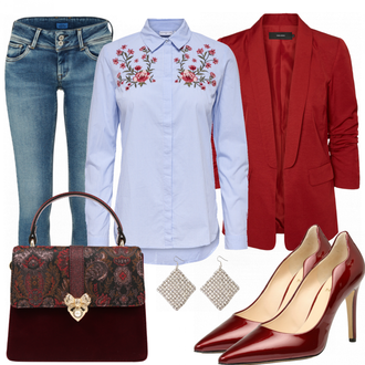 Outfit mit Rot High Heel Högl "BusinessStyle"