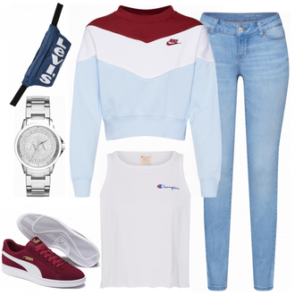 Outfit mit Grau Uhr Armani Exchange "Nike Sweat"